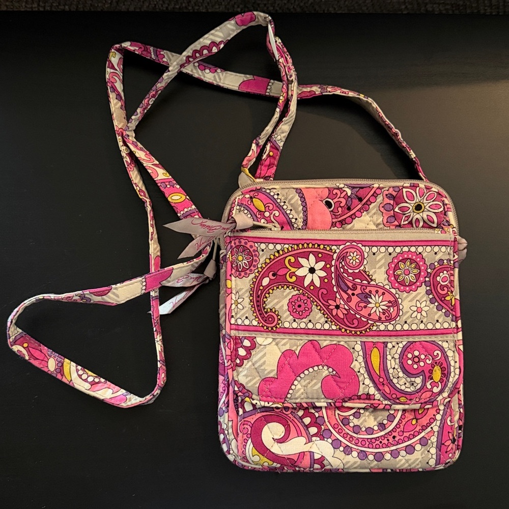 Vera Bradley Retired Mini Hipster Crossbody in Paisley Meets Plaid, Pink Purple